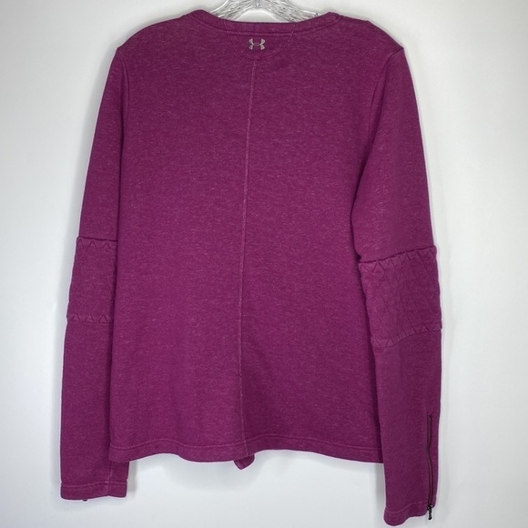 Under Armour Terry Moto Dark Pink Sweatshirt Jacket Medium - Picture 2 of 4